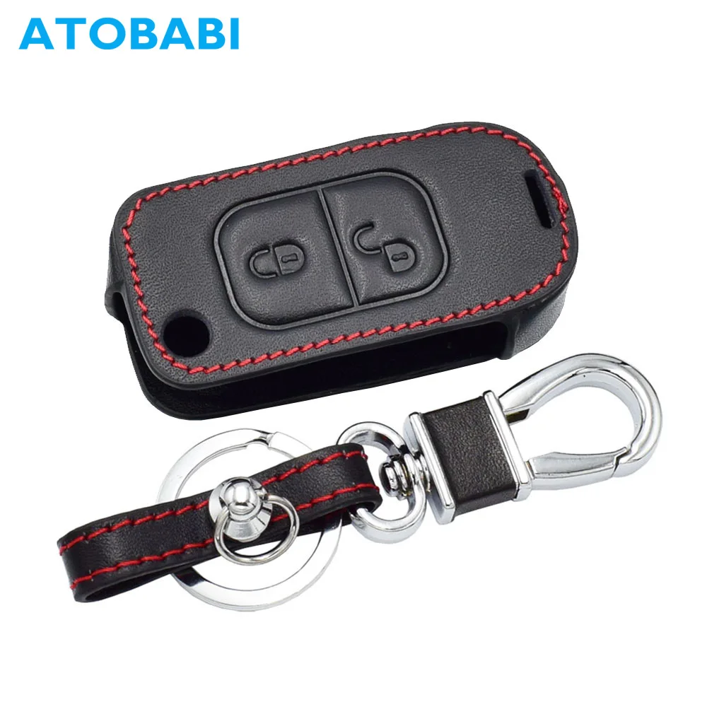 Leather Car Key Cover Flip Remote Control Fobs Case Auto Accessories For Mercedes Benz A B Klasse Class W168 W169 W245 2005 2006