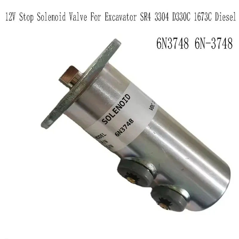 6N3748 6N-3748 12V Stop Solenoid Valve For Excavator SR4 3304 D330C 1673C Diesel Engine Stop Switch Solenoid Valve