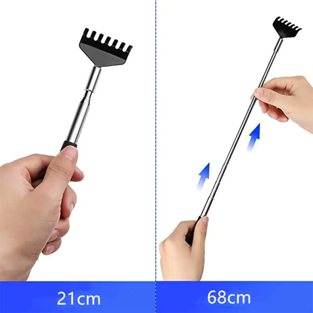

Portable Extendable Back Scratcher 7 Claw Stainless Steel Head Back Legs Massager Tool Itch Relief 8.27 to 26.77 Inch Black