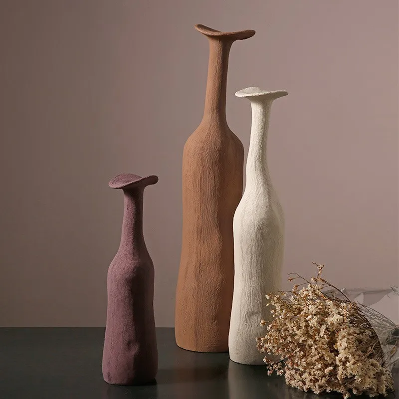 Nordic Style Modern Home Decoration Morandi Color Vase Decoration Simple Art Primitive Living Room