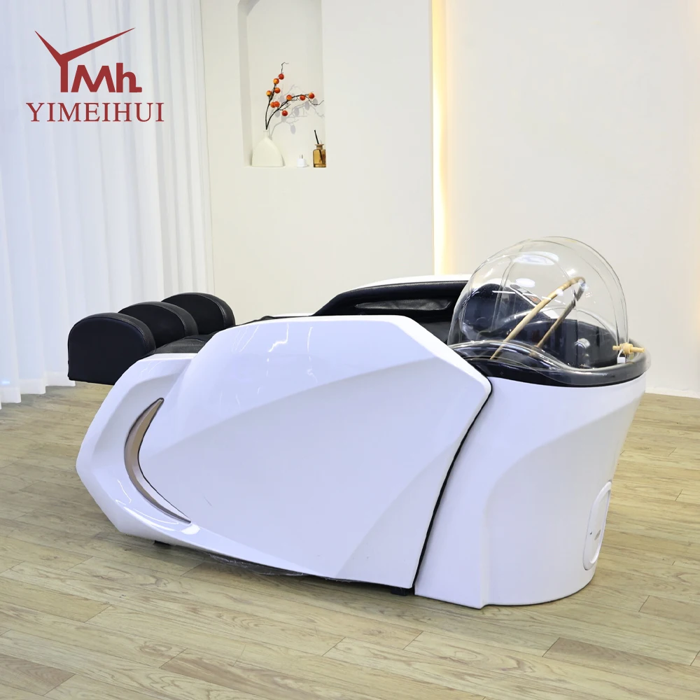 Electric Massage Shampoo Bed with Steam Water Circulation Ambient Light Head Spa Salon Equipment