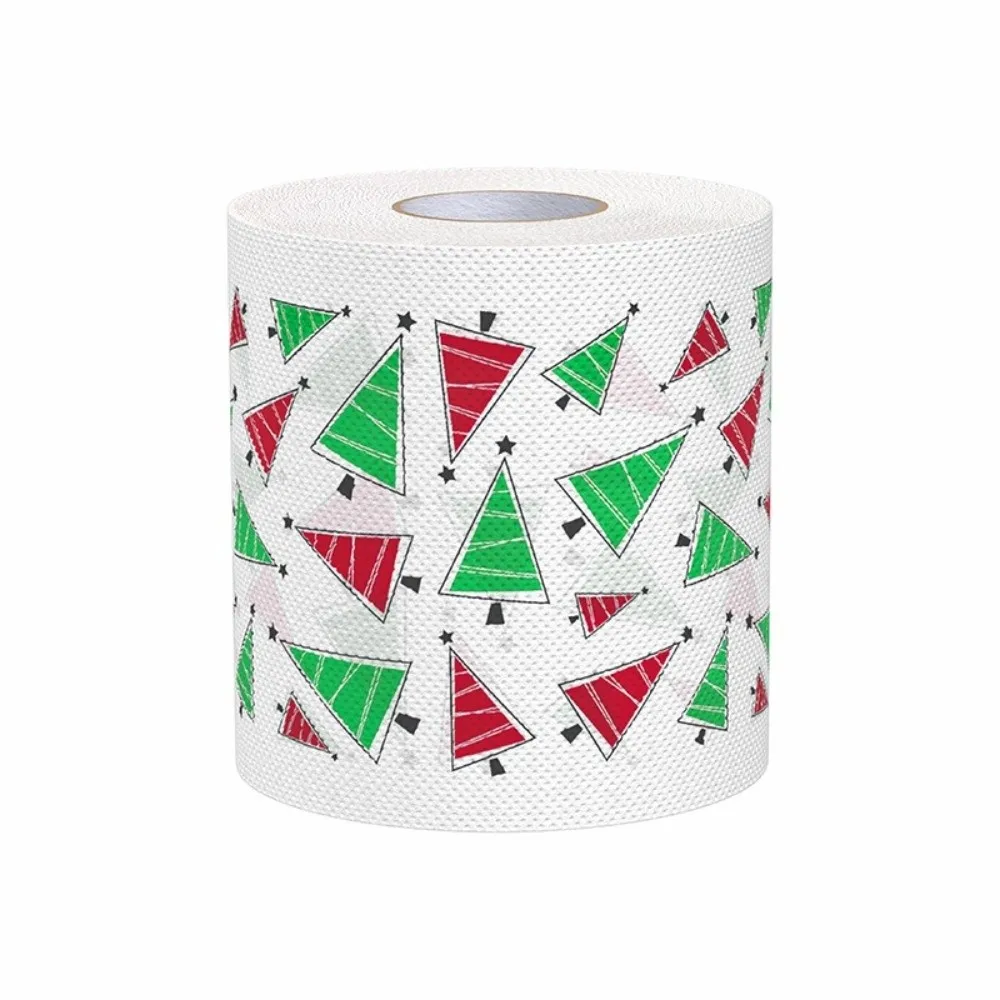 

Santa Printed Christmas Toilet Roll Paper Christmas Tree Printed Color Pattern Xmas Tissue Roll Kitchen Tool Christmas Supplies
