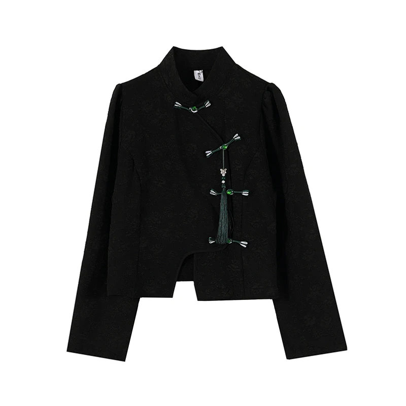 Schwarze Hemden und Bluse für Damen, 90er-Jahre, Y2k, Vintage, Harajuku, 2000er-Jahre, chinesischer Stil, elegantes Langarm-Shirt, Oberteil, Kleidung, Herbst 2023 – Detail 5
