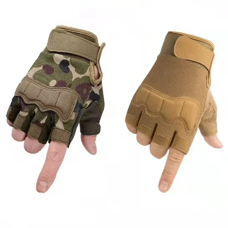 Guantes de medio dedo antideslizantes para niños, protección de entrenamiento, deportes de equitación, guantes militares para fanáticos de 8 a 15