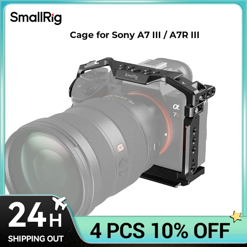 SmallRig Cage for Sony A7 III / A7R III, Aluminum Alloy Cage with Arca Quick Release Plate, Built-in Cold Shoe, NATO Rail 2087D