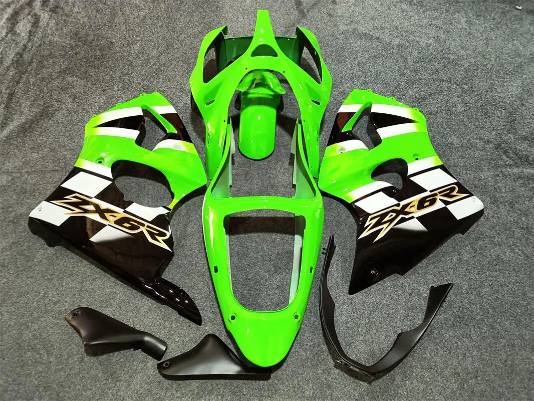 Plastic Fairings for Kawasaki ZX6r 2000 - 2002 Green Black Body Kits for Kawasaki ZX6r 2001 Fairing 636 ZX-6r 00