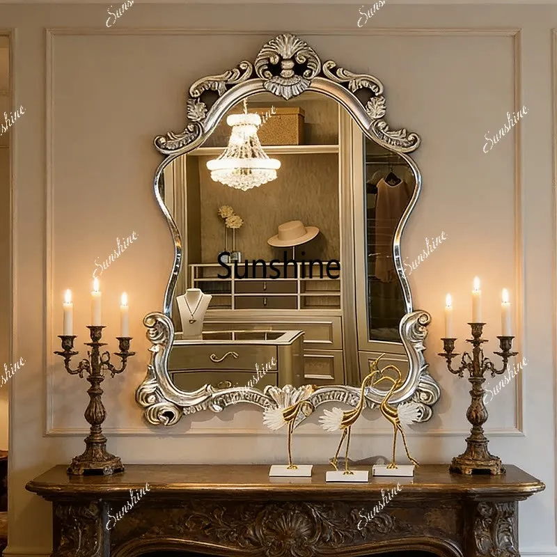 French court style makeup mirror retro living room wall decoration mirror