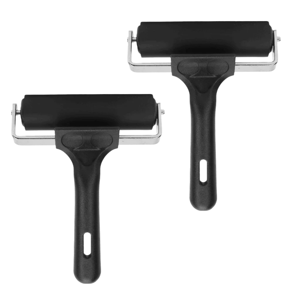 2pcs Hard 4 Inch Rubber Brayer Roller Hard Rubber Portable Size Press Roller Tool Printmaking Roller For Printmaking