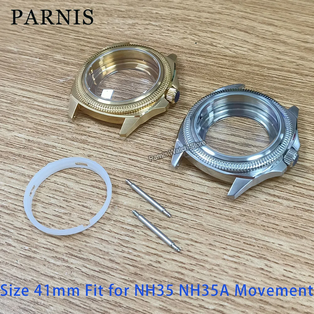 Parnis 41mm Size Stainless Steel Sapphire Crystal Wristwatch Watch Case Fit for NH35 NH35A Movement