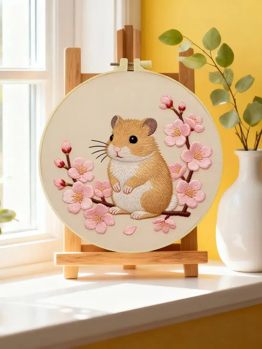 1 Stück 20X20CM/15X15CM 7,87/6,3 Zoll Maus-Stickerei-Starter-Kit DIY-Kit DIY-Stickerei-Set Handarbeiten Malerei Nadelkunst – Detail 6