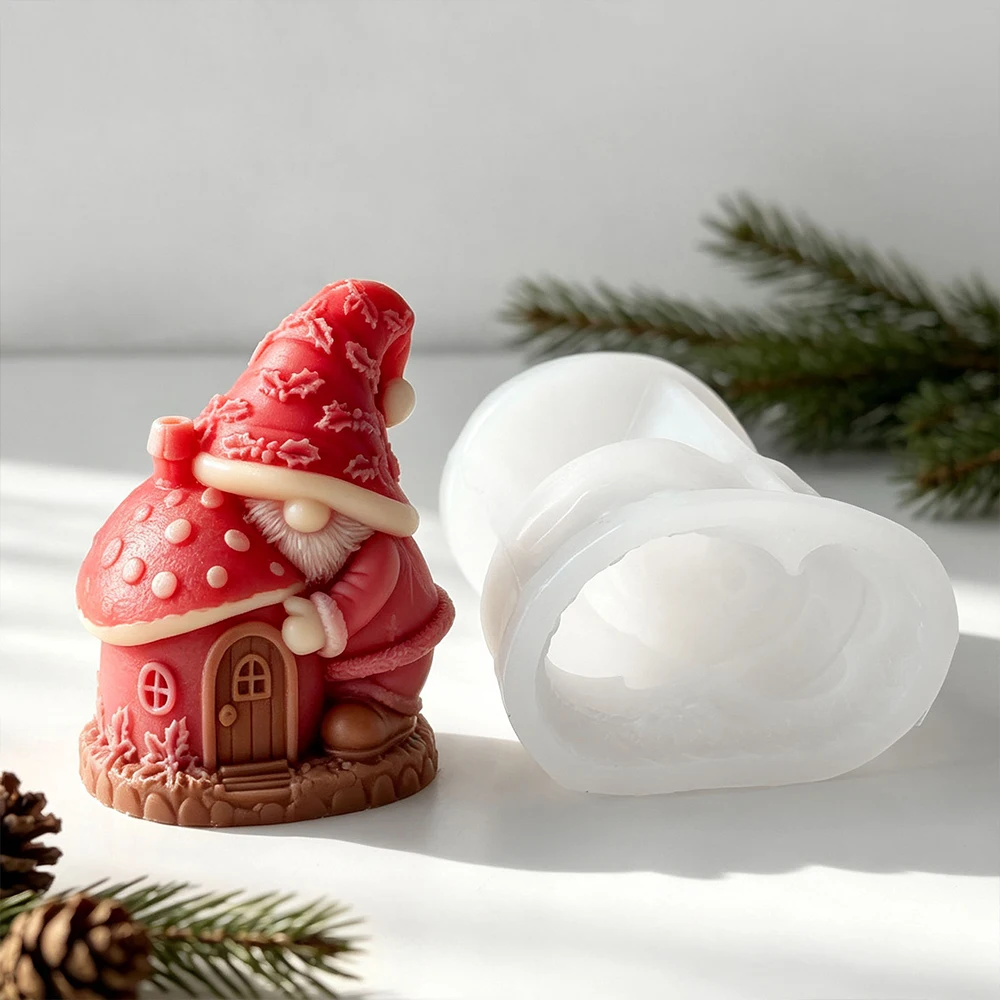 Mushroom Faceless Dwarves Dwarf Scented Candle Silicone Mold DIY Goblin Christmas Plaster Ornament Molds Handmade Soap Mould