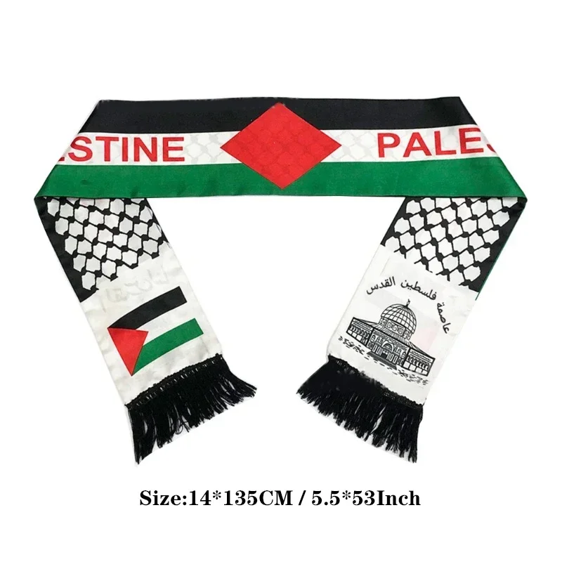 Aerlxemrbrae Palestine flag Custom Scarf palestine national day 14*130cm Scarf Printing Satin Palestinian Flag Scarf