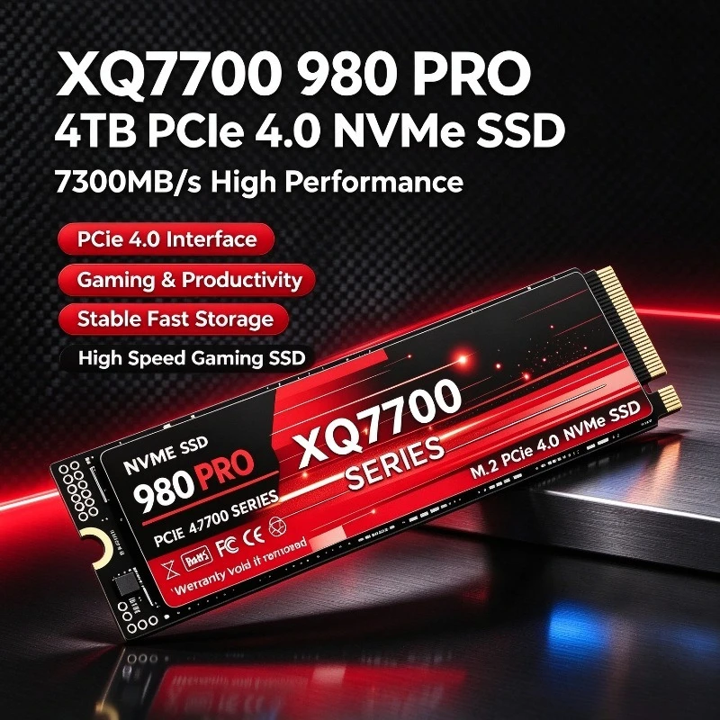 XQ7700 M.2 NVMe SSD 1TB 2TB 4TB Capacity PCIe 4.0 7300MB/s High‑Speed Internal Gaming Solid State Drive for PC Laptop Upgrade