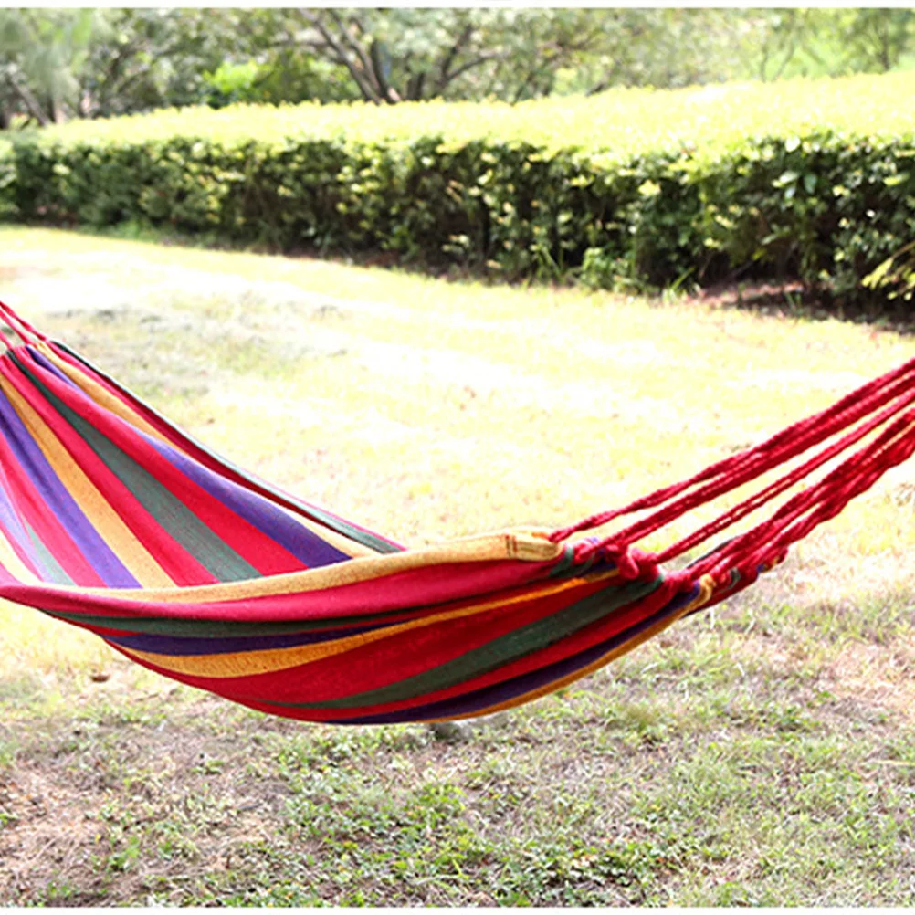 

Lightweight Canvas Camping Hammock Striped Design Durable Outdoor Relax Swing Garden Hanging Chair Camping Hammock