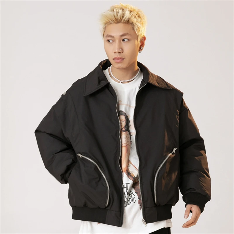 Female Short Puffer Down Bomber Jacket Men Solid Winter Work Clothes Men\'s Jackets Womens Coats Models 2023 Women\'s Winter Parka