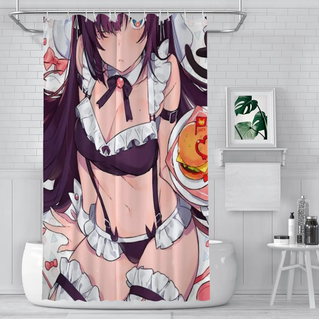 

Maid anime girlUnique decor Modern Fabric Bathroom Shower Curtains art design Print Curtain