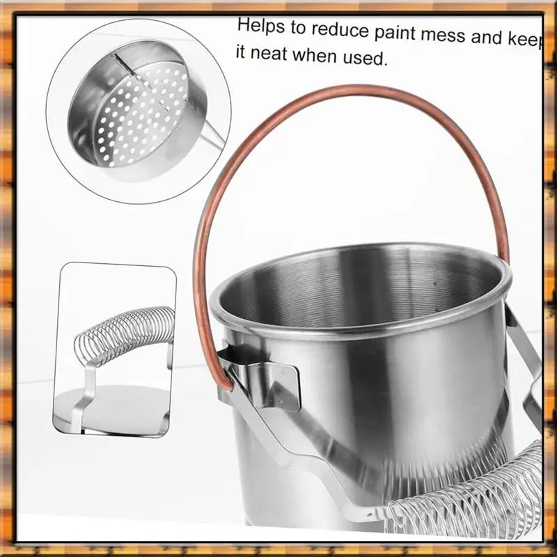 

A78K Новое цельное ведро для карандашей Ведро для кистей для рисования Серебряное средство для чистки кистей из нержавеющей стали Металлическая подставка Герметичная металлическая ванна