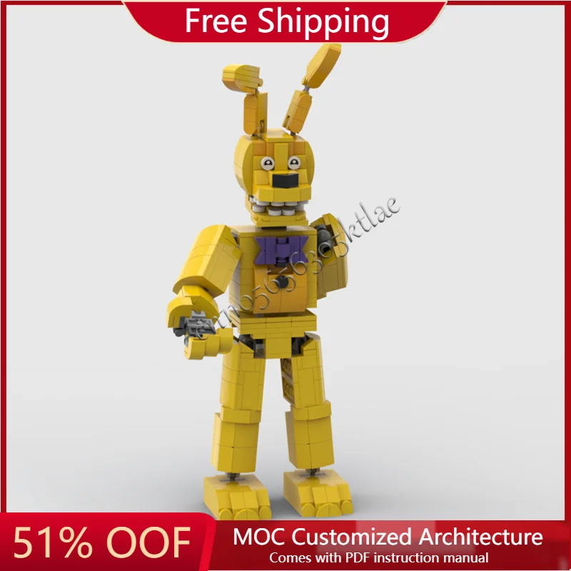 

Новинка 524 деталей MOC, известная игровая серия, модель желтого кролика, строительные блоки, техника, креативный набор, гаражные кирпичи, детские игрушки, подарок