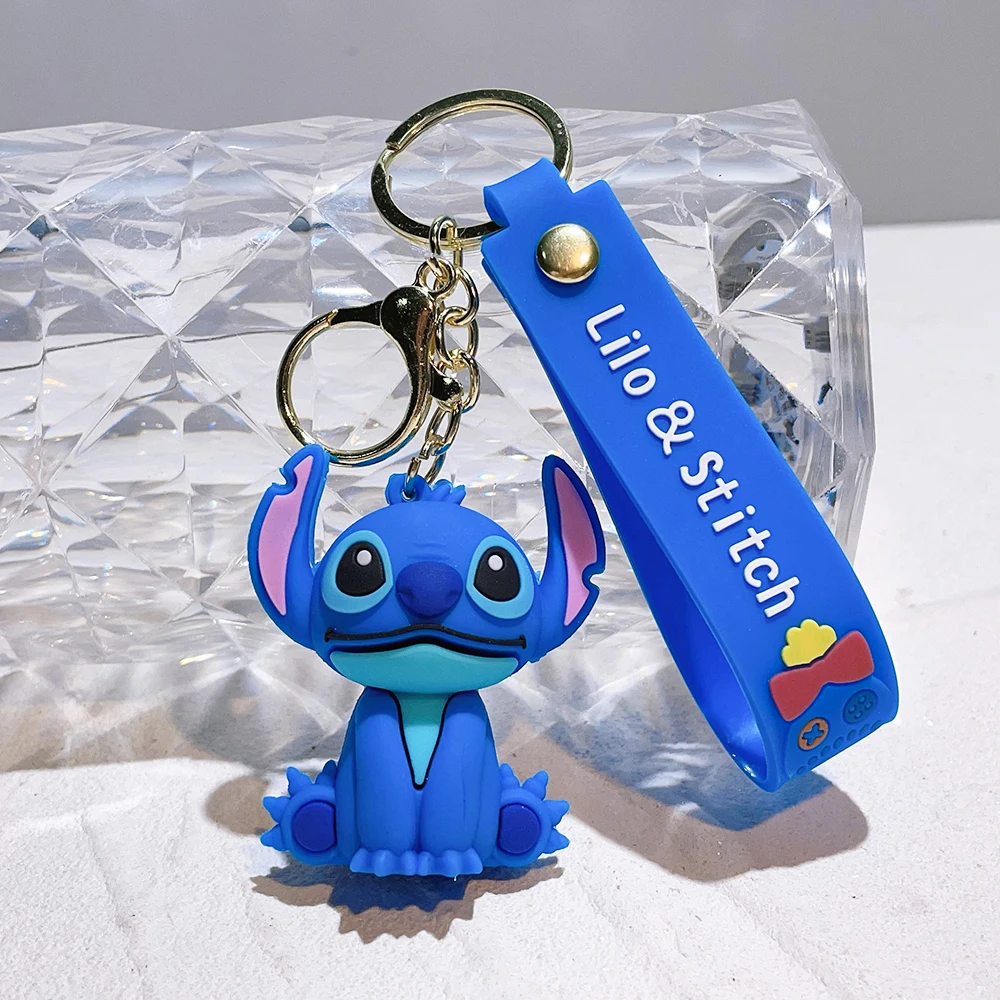 

Disney Lilo & Stitch Keychain Cartoon Figure Coffee Candy Stitch Silicone Pendant Keyring Car Key Holder Jewelry Accessories