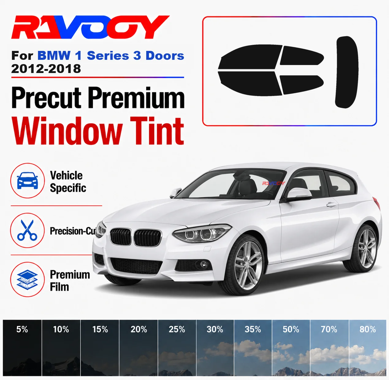 

Premium Precut Window Tint Kit Front Rear Windows Rear Windshield For BMW 1 Series 3 Doors 2012-2018 Car Solar Nano Ceramic Film