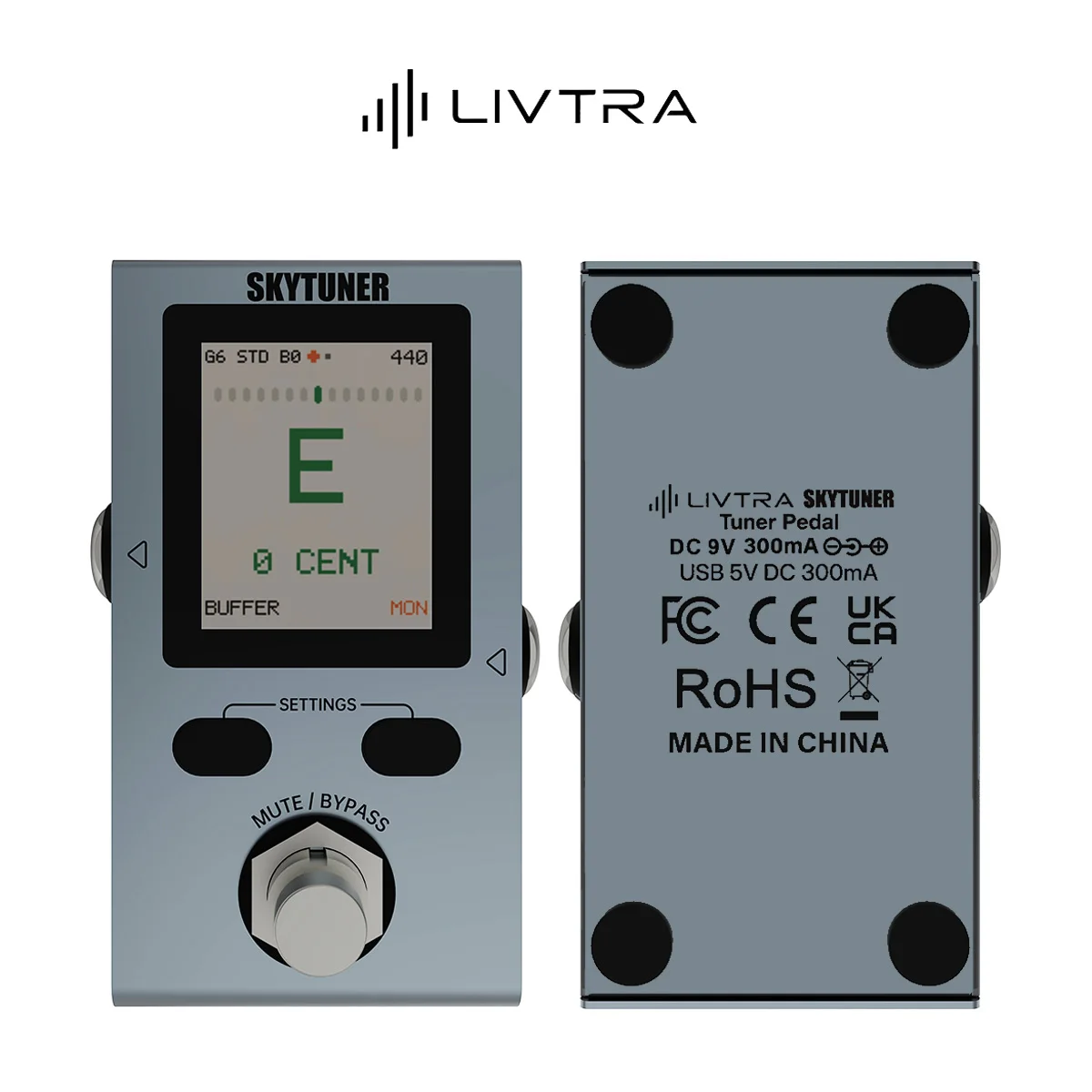 Livtra Skytuner Guitar & Bass Tuner Pedal - 1.8