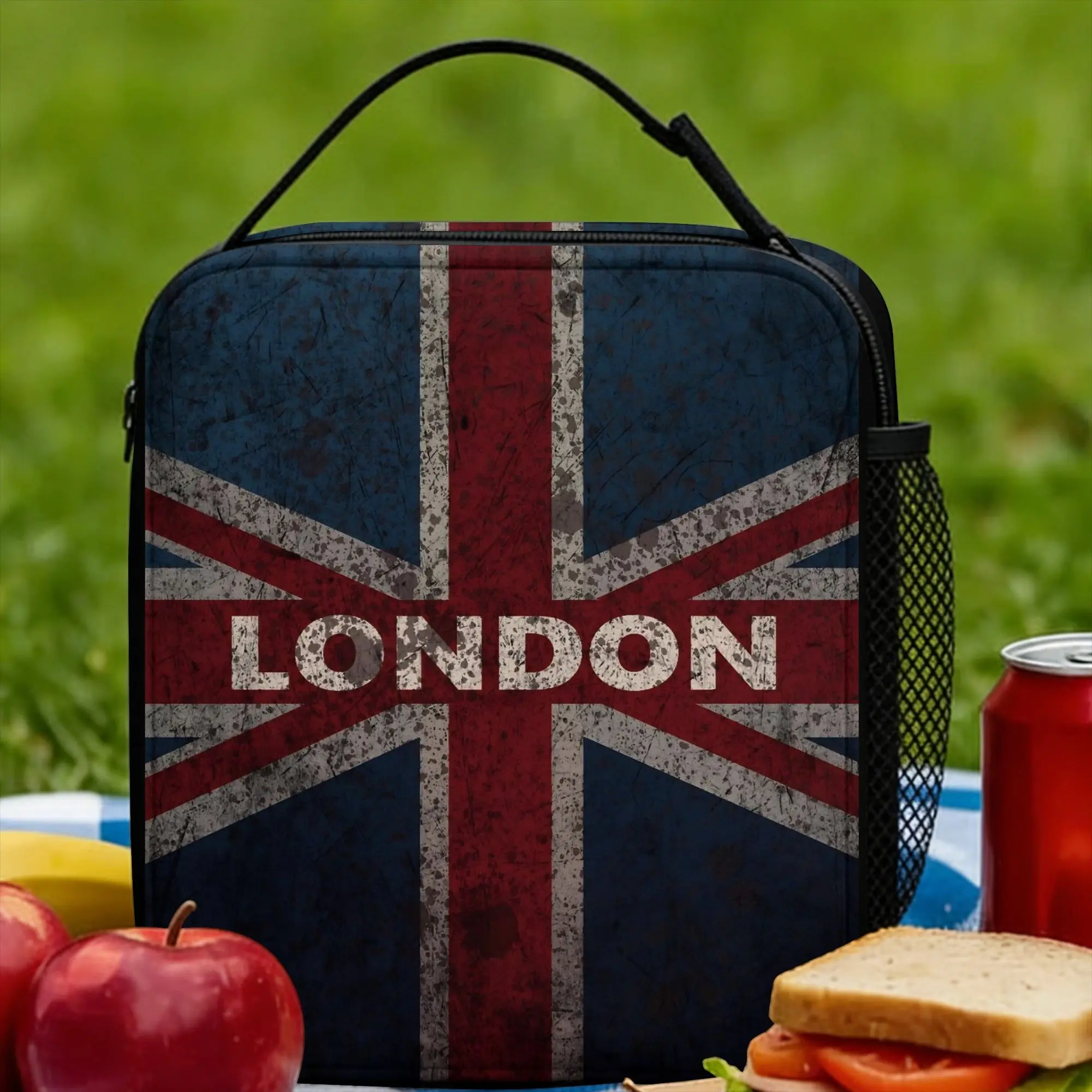 UK Flag Lunch Bag For Child LONDON Graphic Design Lunch Box Leisure Office Cooler Bag Portable Zipper Oxford Tote Food Bags