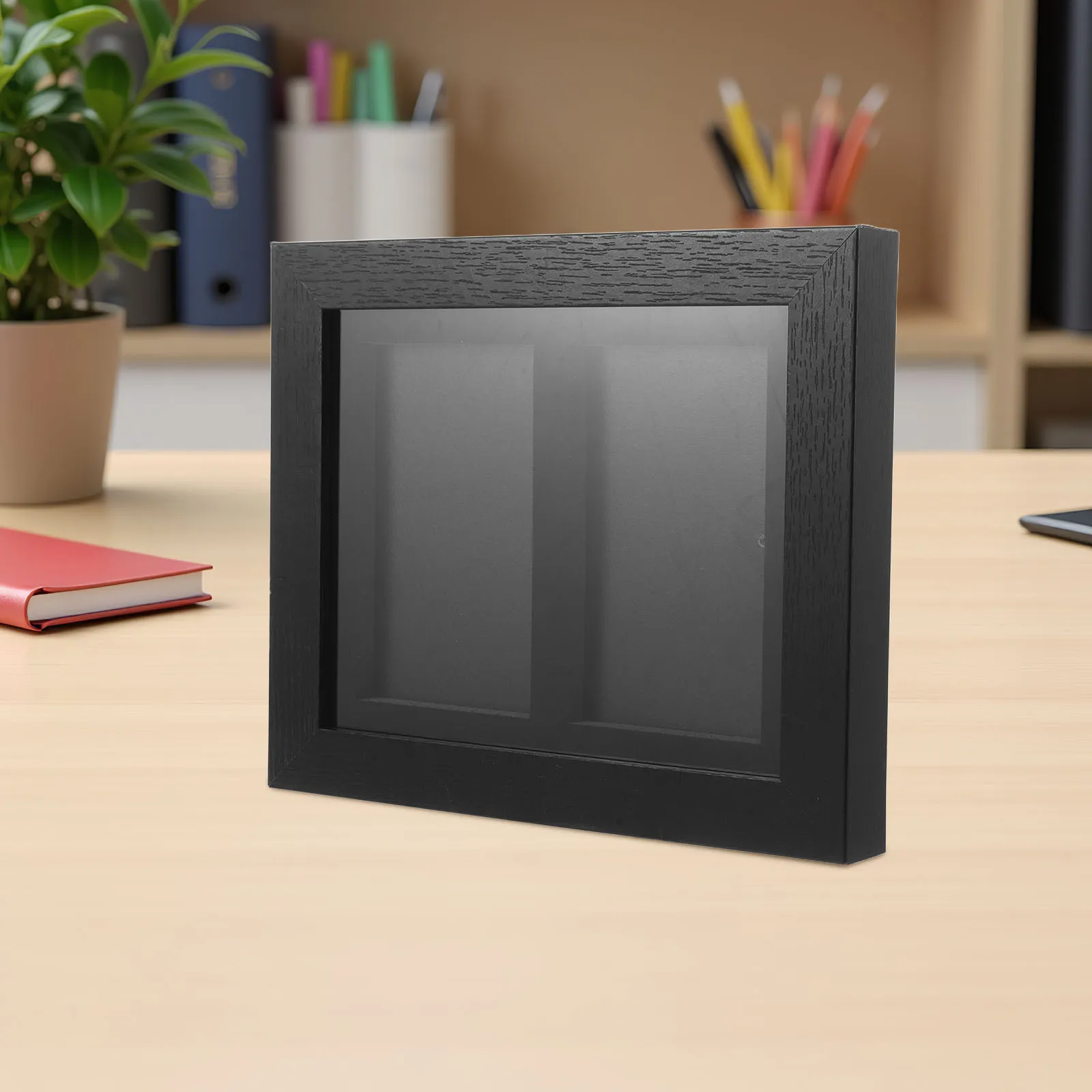 

Trading Card Display Frame 2-Grids Wall Mount Refined Framed Holder for Baseball Soccer Basketball Playing Cards 9.6x8.2x1.2