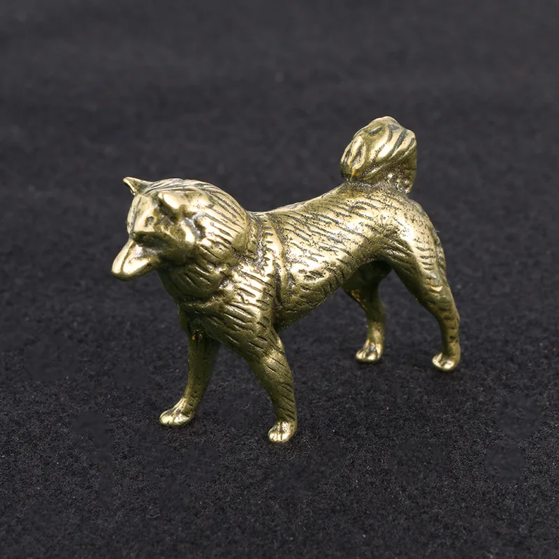 Retro Solid Brass Twelve Zodiac Lucky Dog Fun Handicraft Ornament