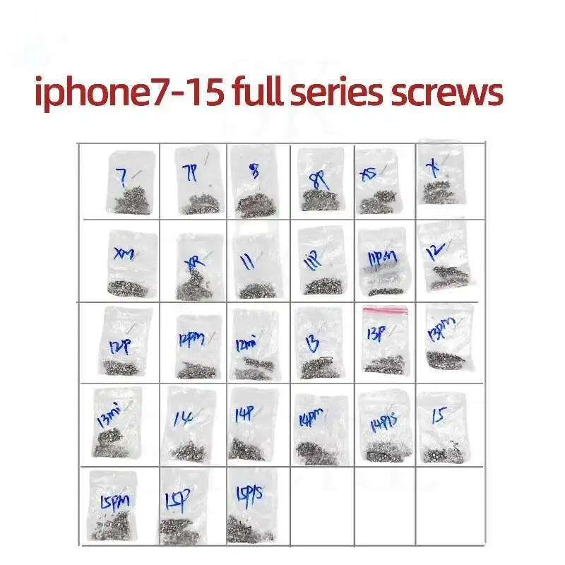 Полный набор винтов Ремонтный болт Замена внутренних деталей для iPhone 7 7P 8 X XS XSMAX 11 12 13 14 15 Series Ремонтный болт Полный комплект