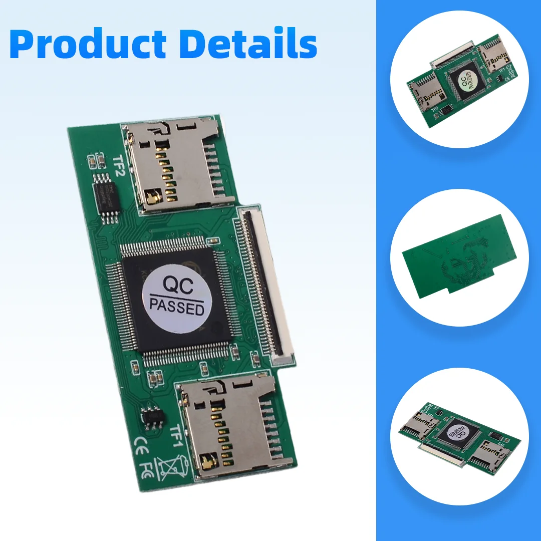 Nowy, ultracienki adapter Dual TF (Micro SD) na CE ZIF do IPoda Video Classic 3-7 generacji, komputerów przemysłowych, DVR, moddingu IFlash. — zdjęcie produktu 4