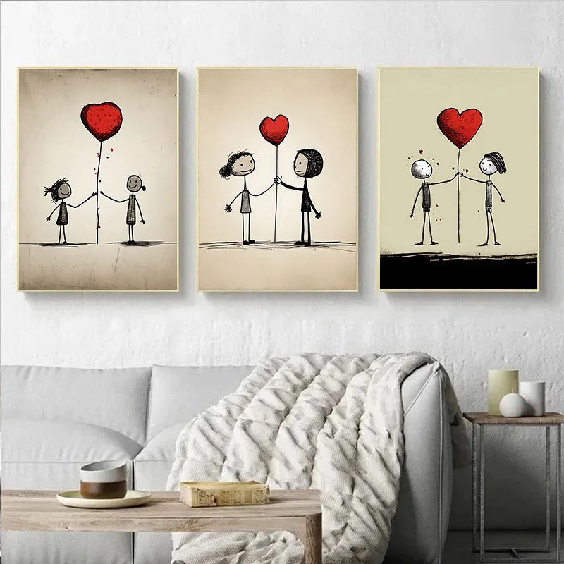 

New creative abstract lines couple love valentine's day living room bedroom background wall canvas painting decorative painting