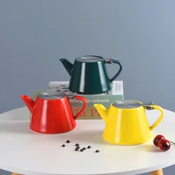 Ceramic Coffee Pot Simple Filter Type Afternoon Tea Teapot with Stainless Steel Lid