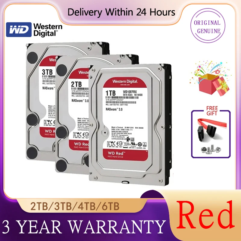 Original Western Digital WD Red 4TB NAS Internal Hard Drive Class SATA 6 GB/S 1TB 2TB 3TB 6TB HDD HD Harddisk