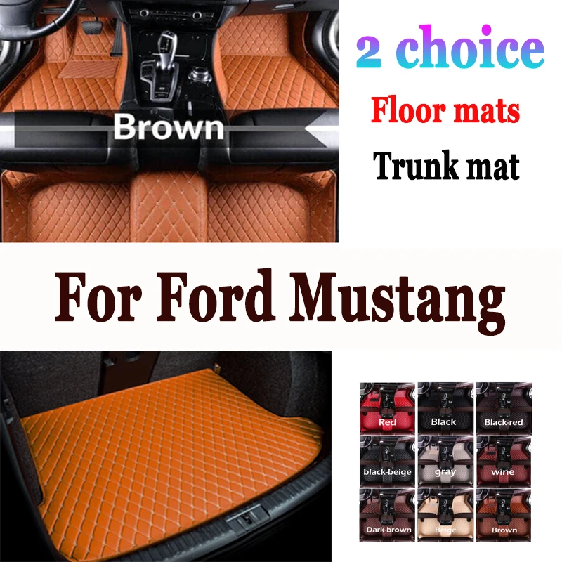 Car floor&Trunk mats for Ford Mustang 2015-2022 16 17 18 19 20 21 Custom foot Pads automobile carpet cover interior accessories