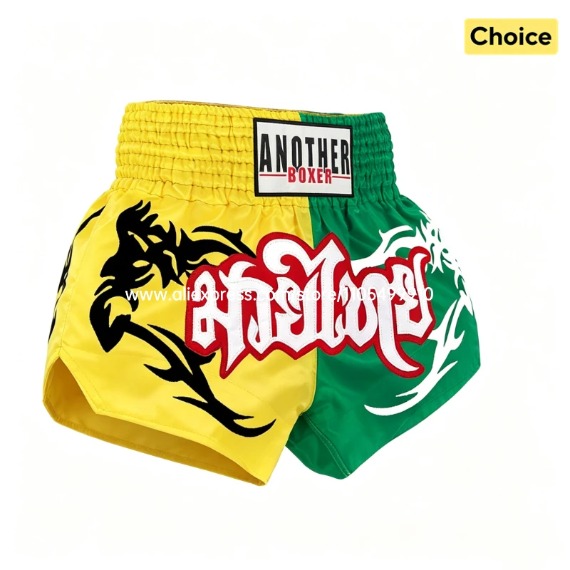 Yellow Green Kickboxing Fight Shorts Men Women Child Muay Thai Trunks Lightweight BJJ MMA Boxing Training Competition Sportswear