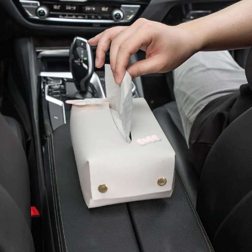 

With Bowknot Car Tissue Box Advanced Sense Waterproof Car Seat Back Tissue Case High Quality PU Leather Tissue Hanging Bag
