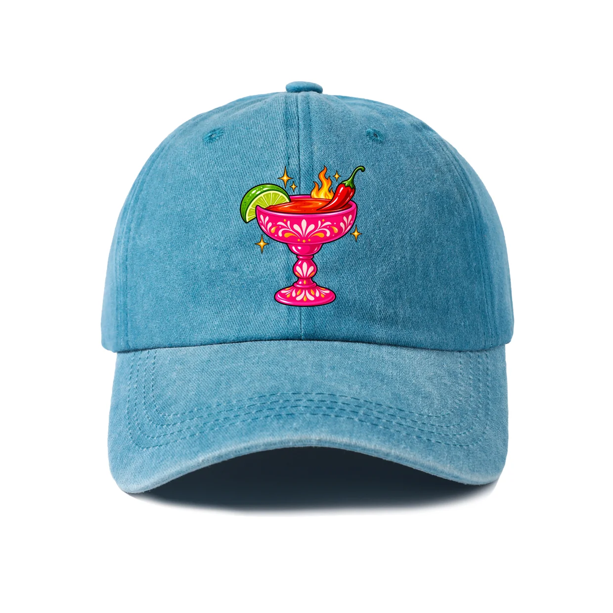 Spicy Margarita Graphic Vintage Washed Baseball Cap, Adjustable Unisex Dad Hat, Casual Gift