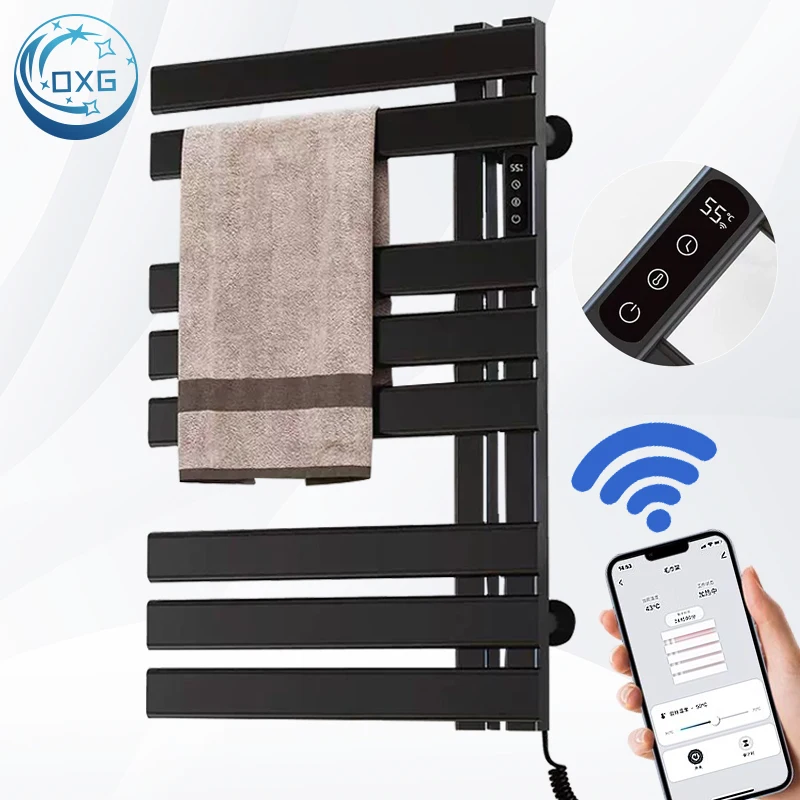 

OXG Electric Heated Towel Rack Bathroom Warmer Dryer With Timer Smart Heated Towel Rail Energy Saving Support Wifi Control