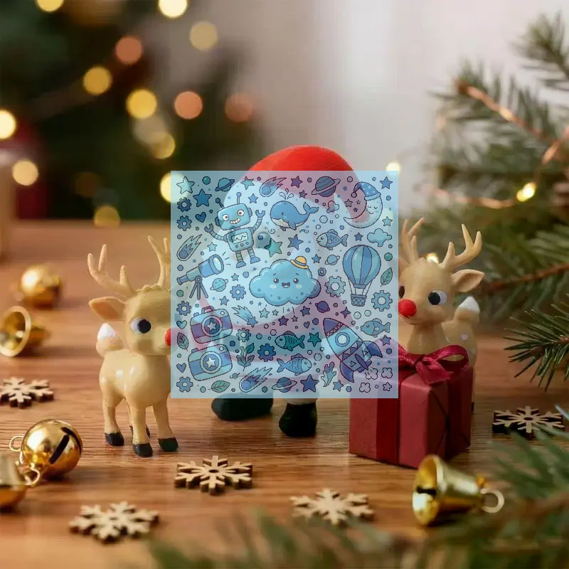Christmas 3D Printed Santa Claus Reindeer Figurine Statue Xmas Desktop Ornament Navidad Home Decoration 2027 New Year Party Gif