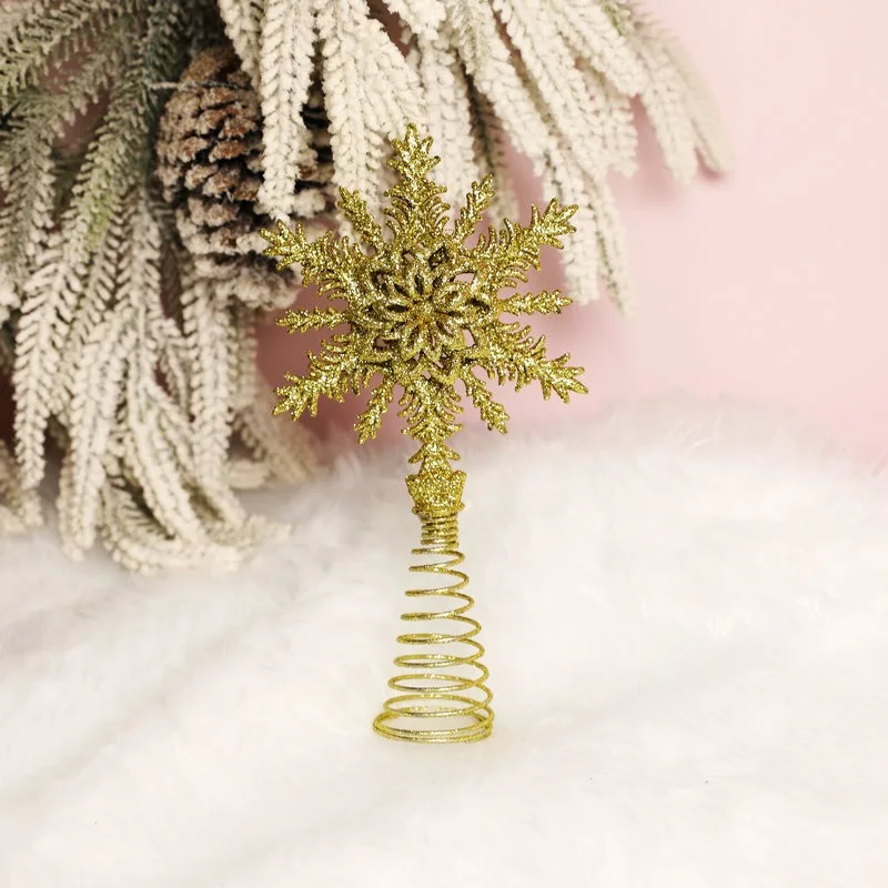 New Christmas Tree Golden Snowflake 3D Topper Christmas Decoration Hanging Ornament Festive Party Supplies 3PCS