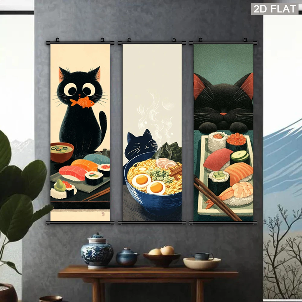 Cartoon Black Cat Wall Scroll - Wall Scroll Tapestry recension och pris