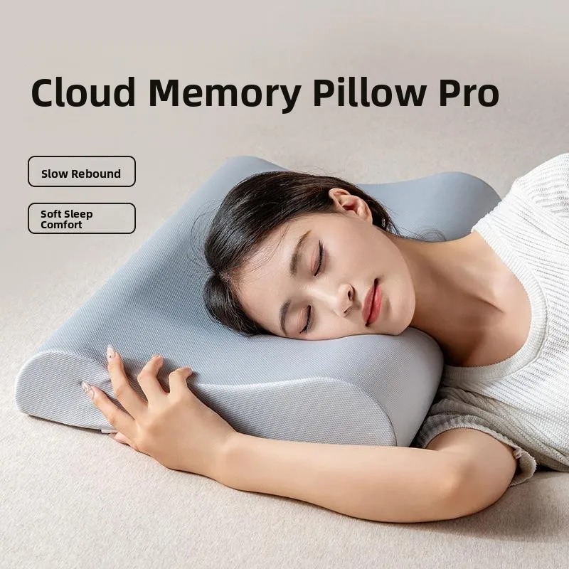 Memory Foam Neck Support Pillow Extra Large Slow Recovery Wave Design Single Person Sleep Pillow Comfortable Cotton Fabric