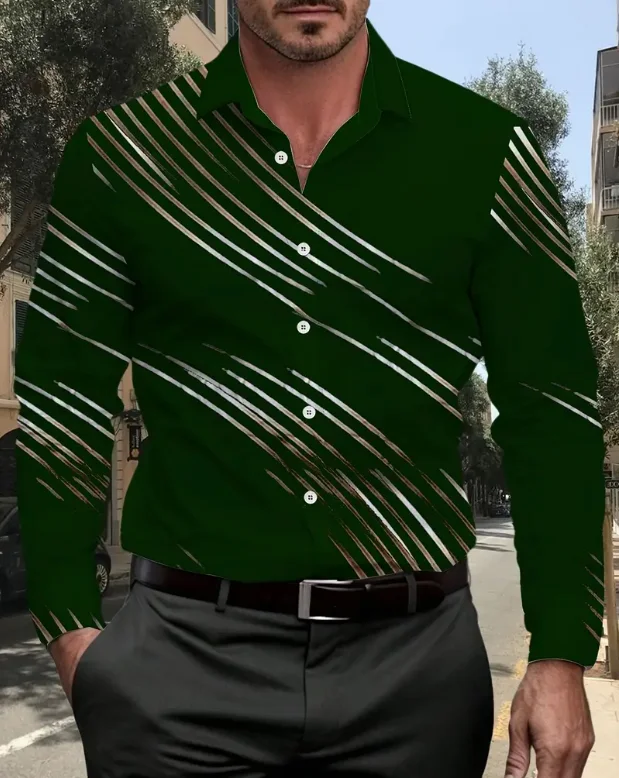 Men's Retro Plaid Print Long Sleeve Shirt Fashion Design Luxury Long Sleeve Top Men's Four Seasons Button Lapel Shirt