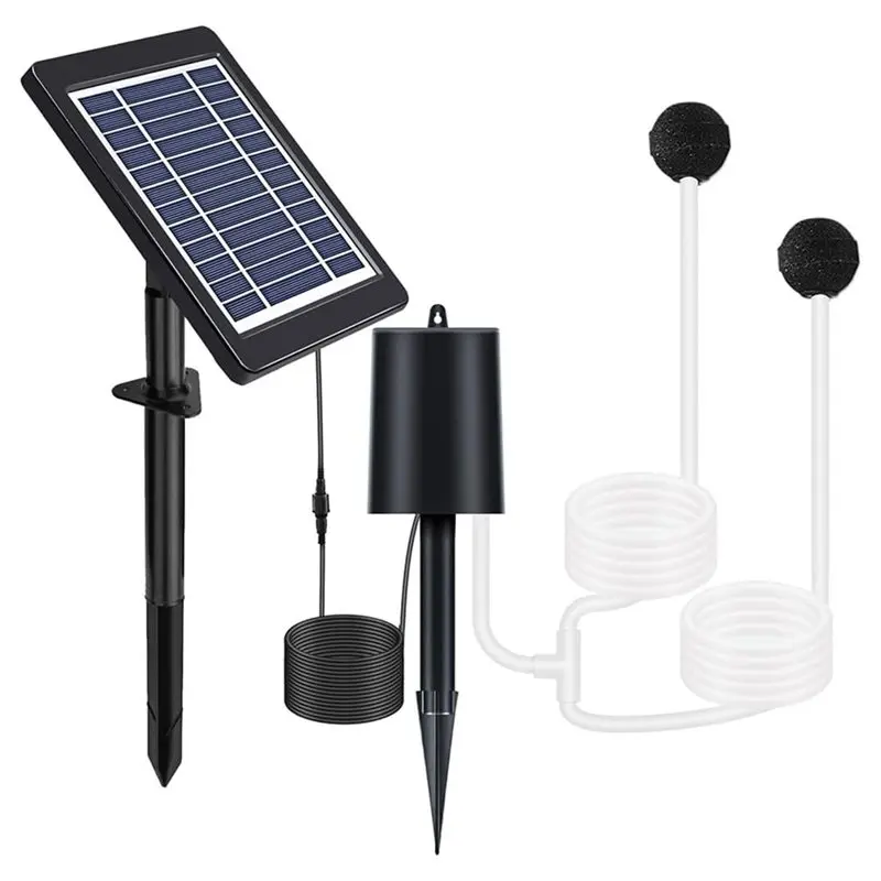 Bomba de Oxígeno Solar ABUI para Acuarios, Aireador de Estanques con Energía Renovable, Panel Solar de 3W 6V, 3 Modos, Bomba Aireadora para Estanques de Jardín