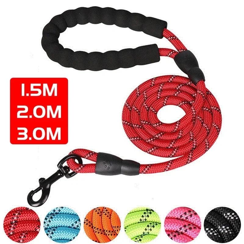 

Reflective Dog Leash With Comfortable Padded Handle - Double Heavy Duty Traction Rope For Strong Dogs - Enhance Safety And Contr