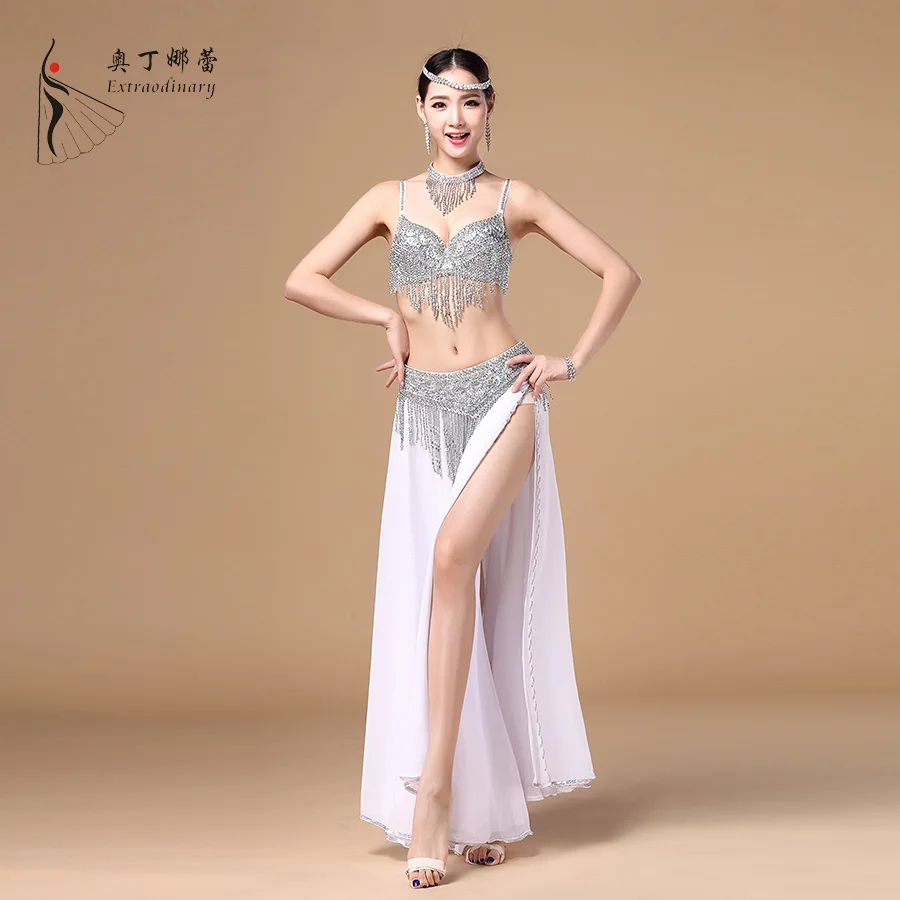 

Wholesale price belly dancing costume for belly dancer silver and gold