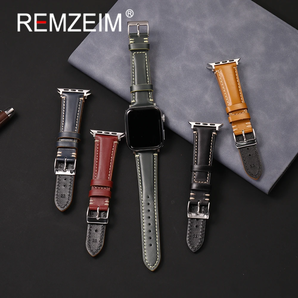 ソフト本革時計ストラップ Apple Watch シリーズ 1-10 SE ウルトラリストベルト Iwatch 49/46/45/44/42/41/40/38 ミリメートルリストバンド