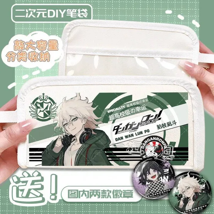 

Komaeda Nagito Kanagawa Island Shield Danganronpa Чехол для товаров Двухслойный большой емкости для хранения Студенческий карандаш Аниме ИГРА
