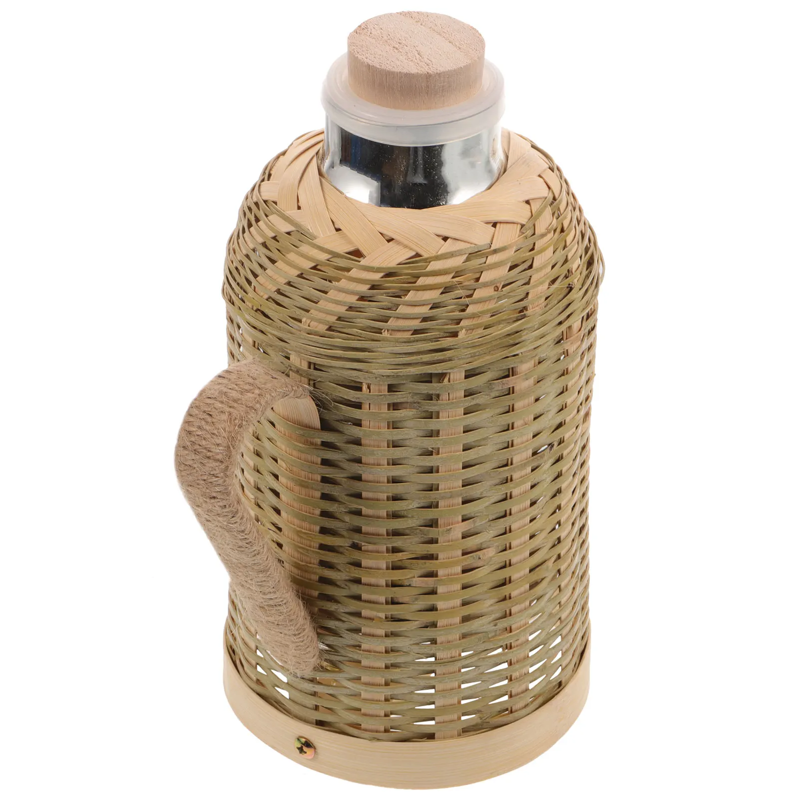

1pcs Bamboo Kettle Thermal Bottles 1 3L Blue Glass Liner Water Bottle Home Office Insulated Home Thermal Kettle Pot