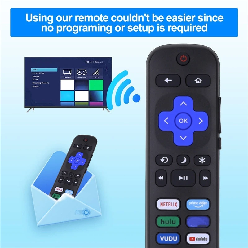 جهاز تحكم عن بعد بديل لتلفزيون Roku لـ TCL Roku/Hisense Roku/Onn Roku/Philips Roku TVs Youtube Function Remote Controller